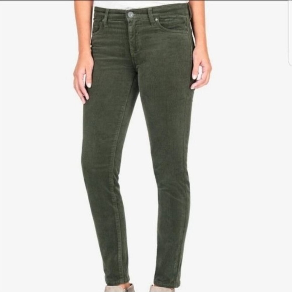 Kut from the Kloth High Rise Diana Fab Ab Forest Green Skinny Corduroy Jeans